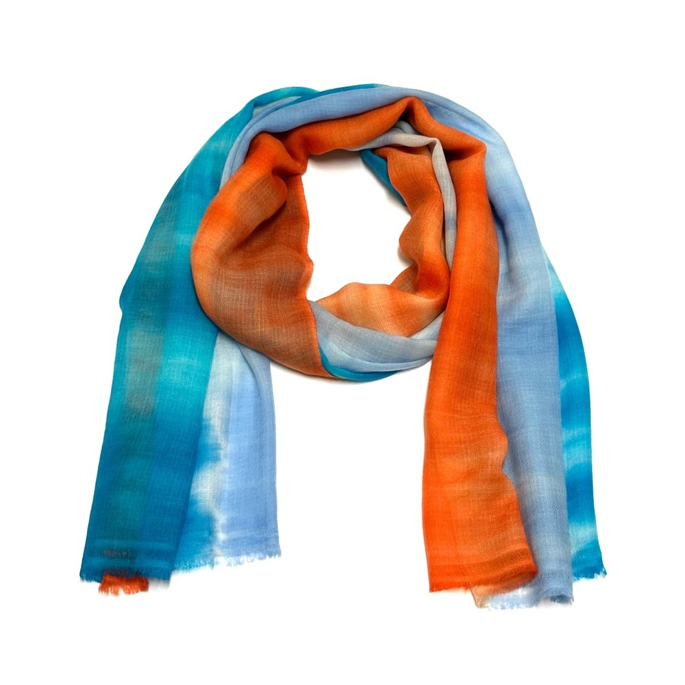Vibrant Ombre Blue and Orange Lightweight Scarf